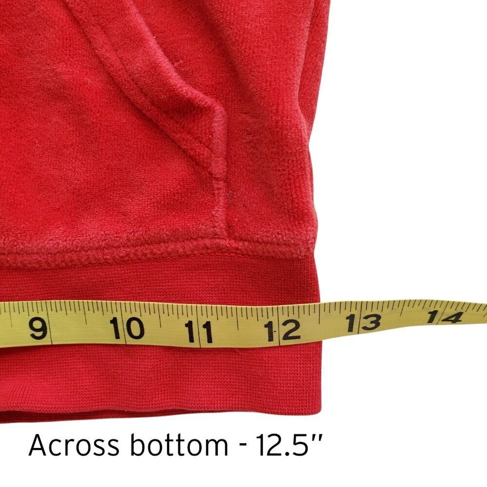 Juicy Couture Y2K style Girl’s Red Velour Sequin Heart Racing stripes Hoodie - Picture 12 of 15